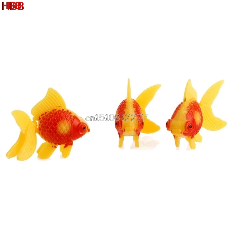 3 шт. аквариумные рыбки пластиковые плавательные золотые искусственные