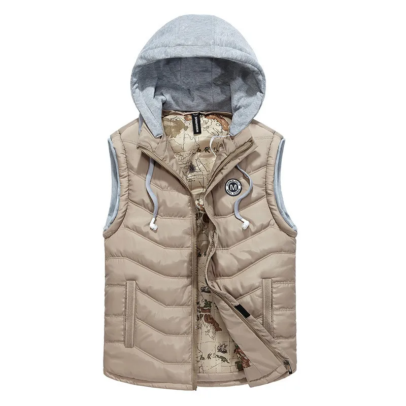 2018 New winter vest men Fashion Slim Coat Casual Cotton Zipper Waistcoat Warm thick Hooded jacket sleeveless parkas coat | Мужская