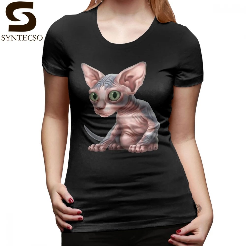 Футболка со сфинксом Cat-a-clism Sphynx Kitten, серая футболка с круглым вырезом, женская футболка с принтом Kawaii, короткий рукав, женская футболка большого размера