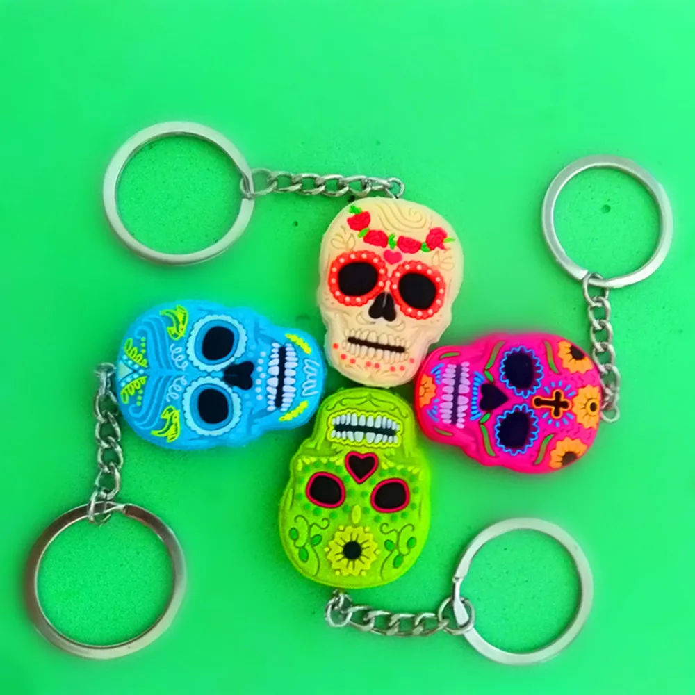 

New Cartoon Digital skull Keychain Mask Keyring Pendant PVC Soft Keychain Halloween Keychain Jewelry Pendant Random Shipping