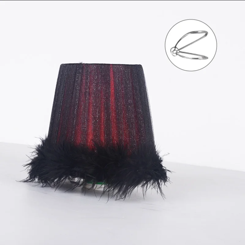 Red Black Feather LAINGDERFUL перо абажур ткань абажур настенный светильник крышка Абажуры для настольных ламп для E14 люстра Свеча лампа - Цвет корпуса: Red Black Feather