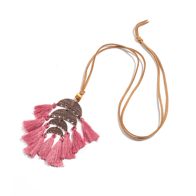 Капля воды многослойная кисточка Женское Ожерелье Длинная кожаная цепочка