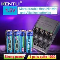 kentli 4pcs 1 5v aa 3000mwh rechargeable li ion li polymer lithium battery 4 slots aa aaa lithium li ion smart charger