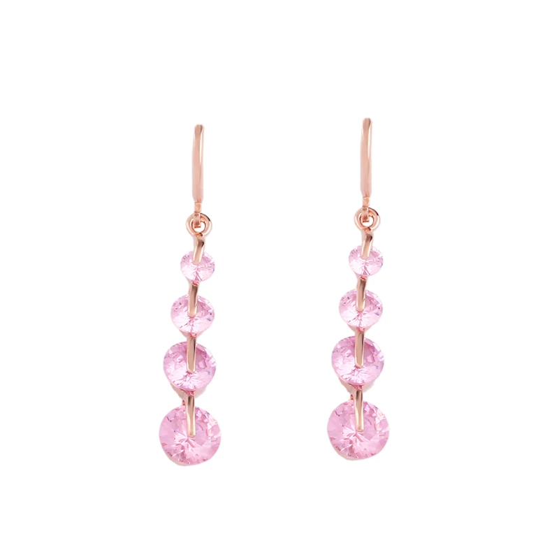 Pink OCESRIO новые 585 серьги из розового золота с розовым камнем длинная водяная капля красивые серьги модные золотые 585 ювелирные изделия Свадебные ers-p97 - Окраска металла: Pink