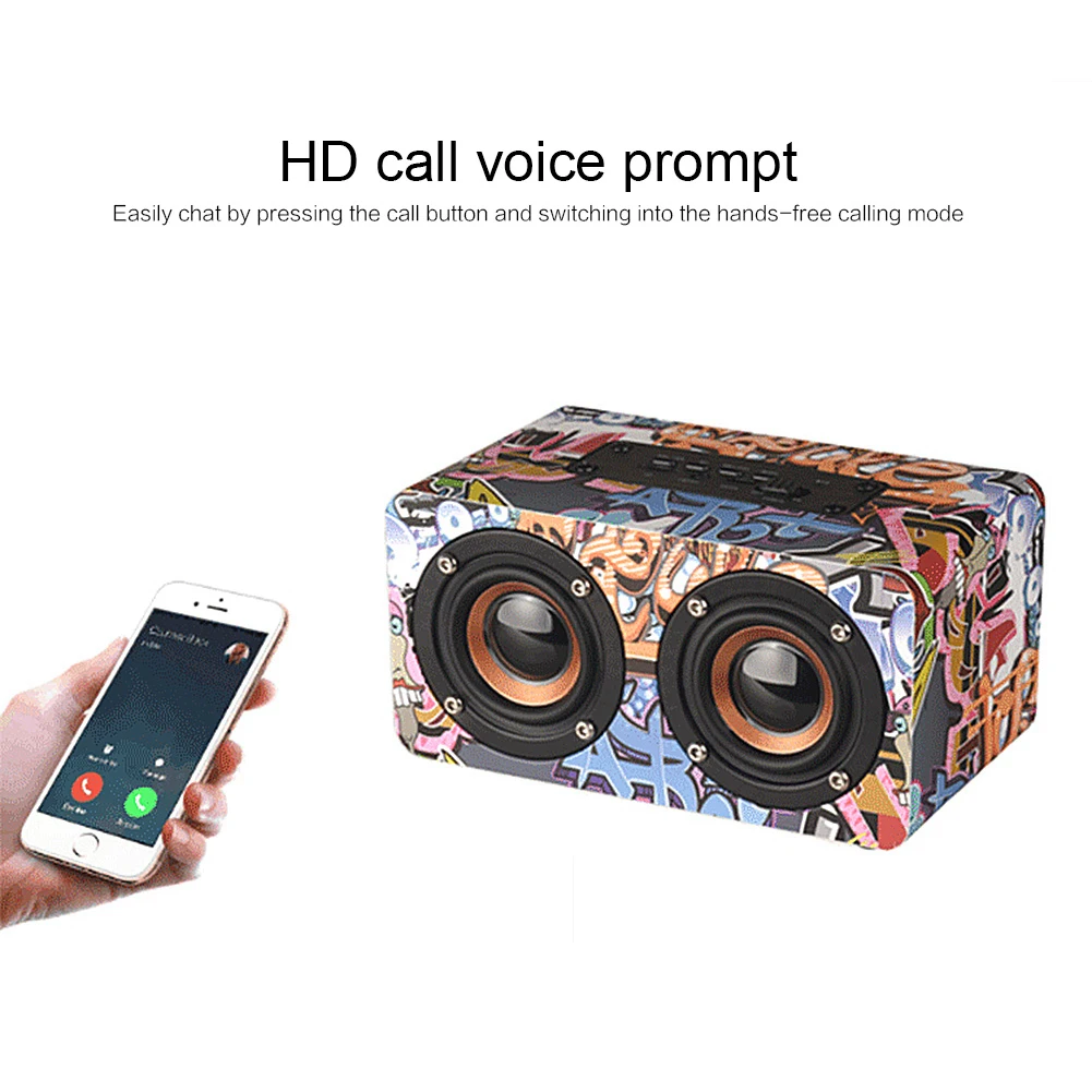 Портативный hifi беспроводной Bluetooth динамик деревянный бас Altavoz TF FM радио Caixa де сом Саундбар с микрофоном для телефона ПК