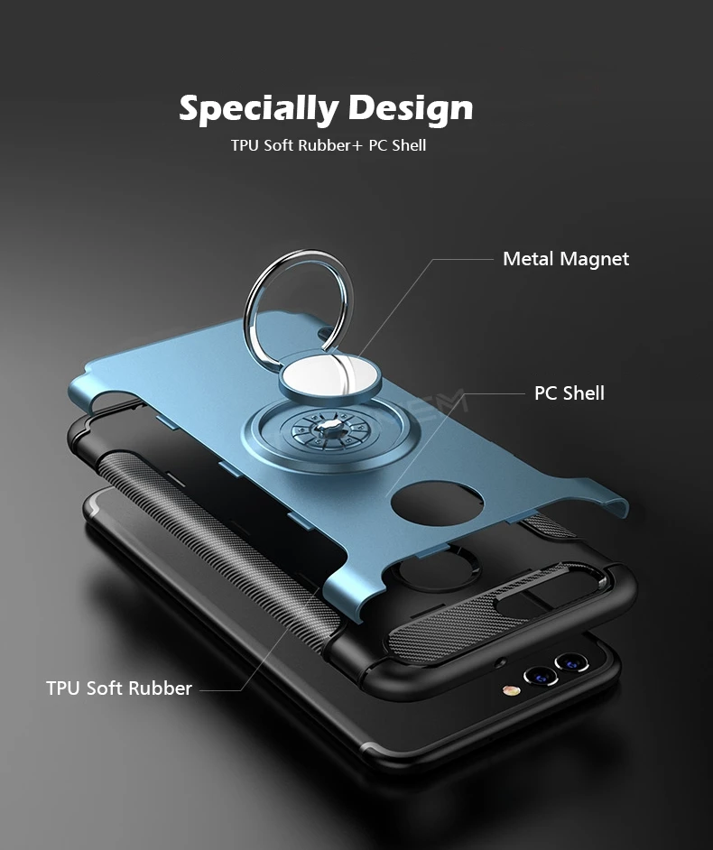 360 чехол для телефона с кольцом-держателем для huawei nova 2 2s 2i plus 3e nova 2 nova 2s nova 2i Магнитный чехол-подставка для автомобиля из ТПУ и силикона