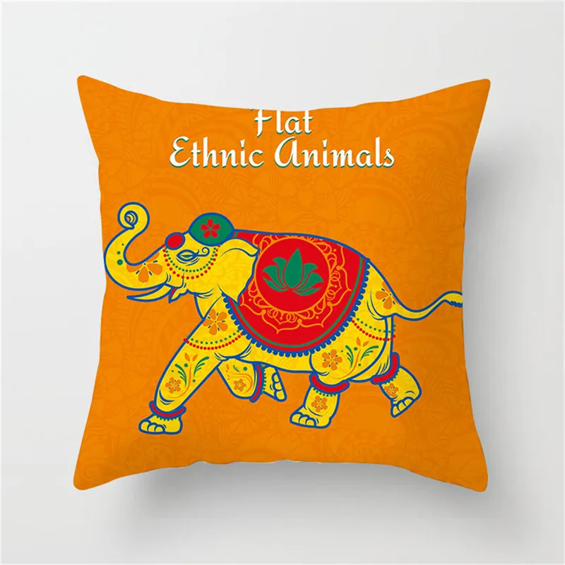 

Fuwatacchi India Religion Style Cushion Cover Elephant Flower Printed Pillow Cover Yellow Pink Decorative Pillows For Sofa Car