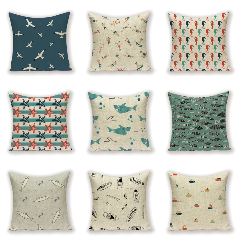 Морской Стиль Декоративная Наволочка на подушку для океана Пособия по биологии