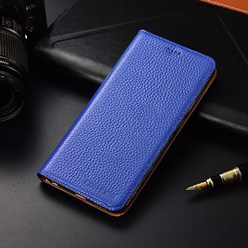 Для Meizu 15 чехол KEZiHOME личи Натуральная кожа флип Стенд кожаный чехол Капа для Meizu 15 Lite чехол для телефона s - Цвет: blue