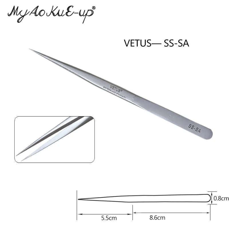 SS-SA 1 шт. SA vetus 6a-sa Пинцет из нержавеющей стали антистатические сверхжесткие высокоточные пинцеты для наращивания ресниц Инструменты - Цвет: SS-SA