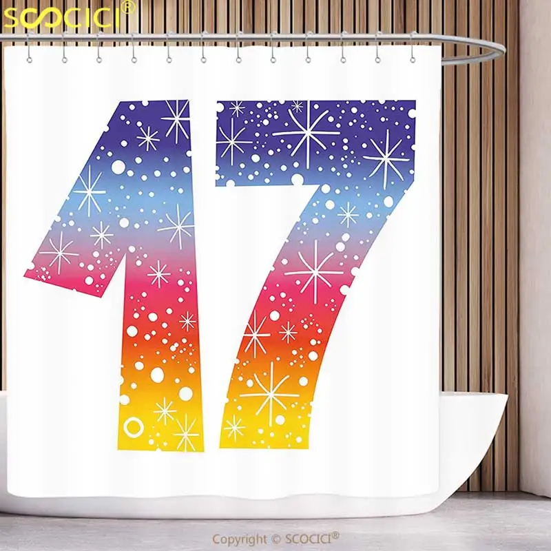 Полиэстеровая занавеска для душа 17 украшения на день рождения радужные