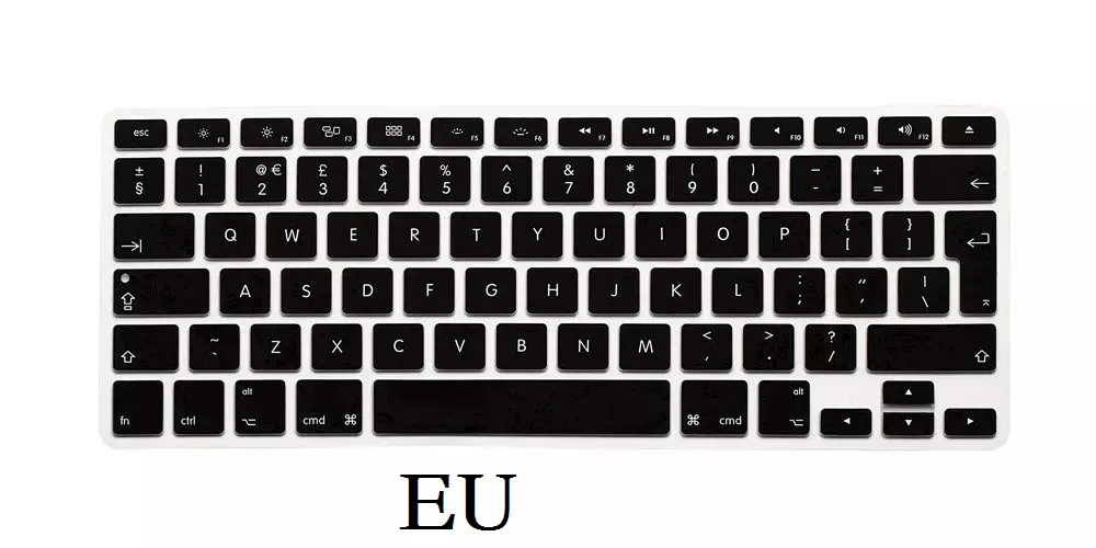 EU Black ЕС США для Macbook Pro 13 15 клавиатура с ретиной крышкой A1502 A1398 английская буква Обложка для Macbook retina 13 15 клавиатура пленка кожа - Цвет: EU Black