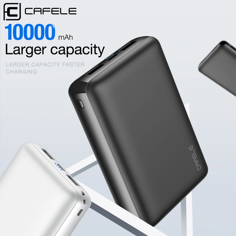 CAFELE 10000 mAh Мощность Bank Dual Выход Micro USB Вход свет Зарядное устройство для iPhone X XS samsung