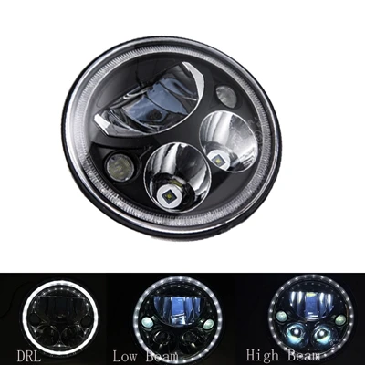 Для Jeep Wrangler светодиодные фары 7 дюймов круглые Hi-Lo-Beam DC 12 v 24 v фары для Lada 4x4 urban Niva suzuki samurai - Цвет: black