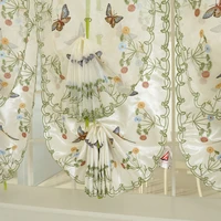 junwell sheer butterfly embroidery ribbon roman curtain blinds european style kitchen tulle curtain balcony voile sateen