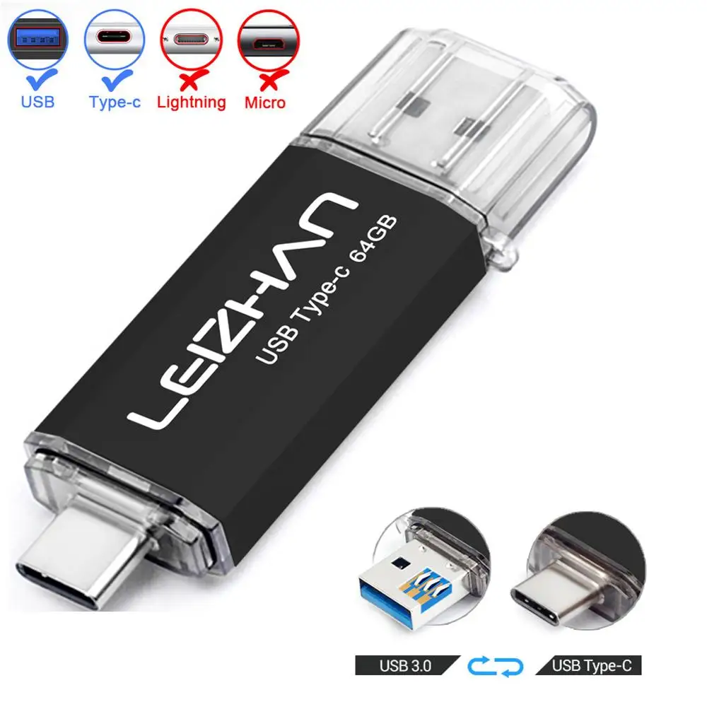Type c-USB 3.0-Black Флэш-накопитель USB Foto Stick 128 ГБ 64 ГБ 32 ГБ 16 ГБ для Samsung Galaxy S10 S9 S8 256 ГБ Pendrive USB 3.0 Типо c Flash USB - Цвет: Type c-USB 3.0-Black