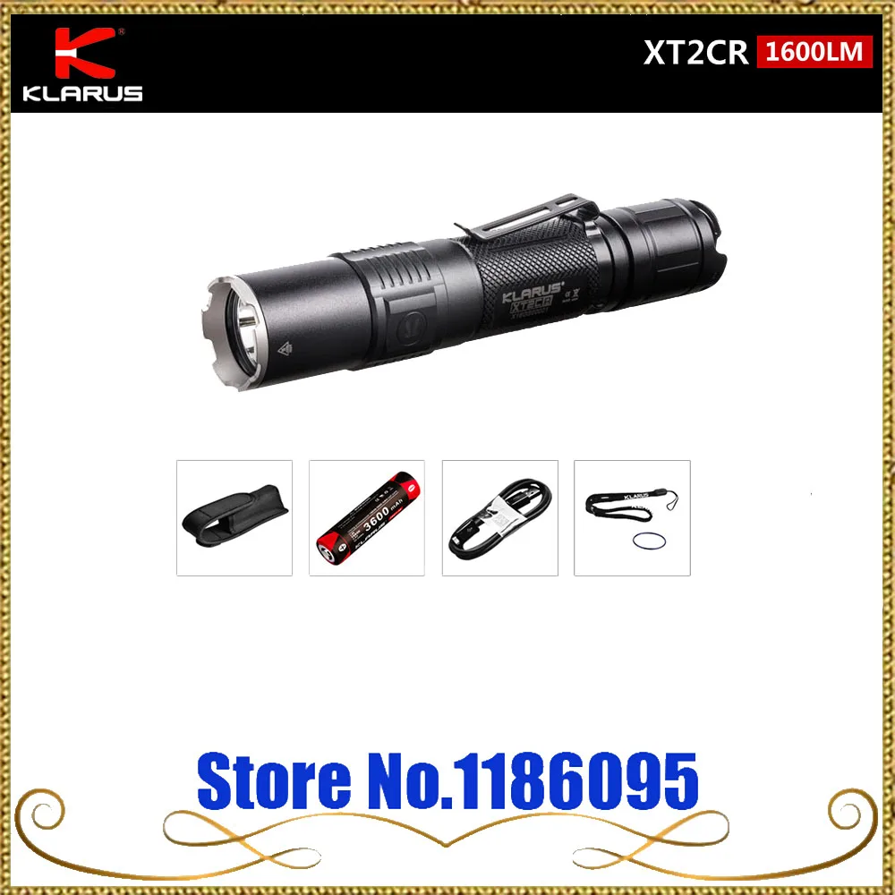 KLARUS XT2CR CREE XHP35 HD E4 светодиодный фонарик 1600 люмен компактный супер-яркий двойной переключатель перезаряжаемый тактический фонарь