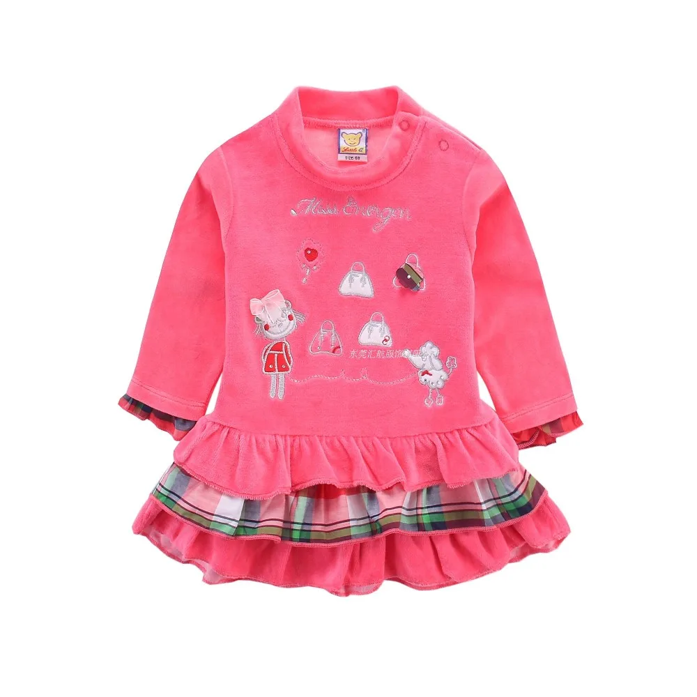 Велюровое детское платье для девочек Модное бальное цельное принцессы нижняя