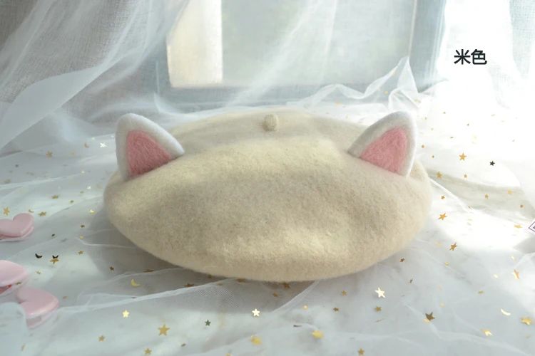 Ручной шерстяного фетра с кошачьими ушками береты express; meow родитель-ребенок почки шляпа