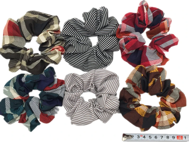 PJ073-6PCS 6 шт/лот Бархатные эластичные резинки для волос, резинки для волос для девочек, не складываются, леопардовые женские большие мелкие блестки из шифона с цветочным рисунком - Цвет: PJ073-6PCS