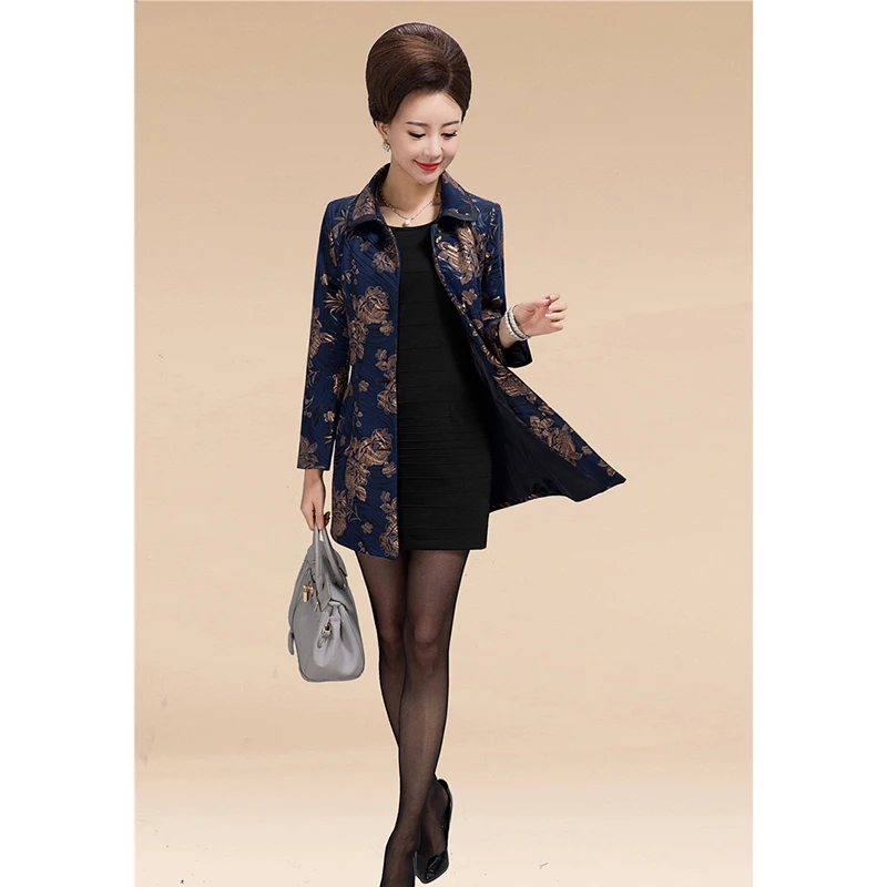 Тренч Женский длинный с винтажным принтом 2019|Женские плащи и тренчи| |