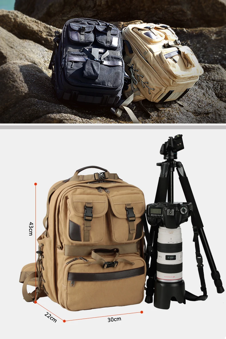 Roadfisher Винтаж Холст Водонепроницаемый Профессиональный DSLR камера путешествия рюкзак сумка для ноутбука вставка подходит Canon Nikon sony