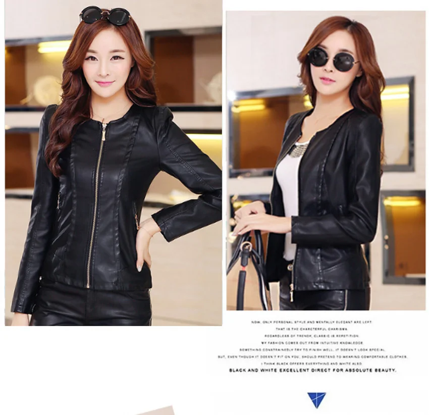 Женские кожаные куртки с длинным рукавом и круглым вырезом Flying ROC