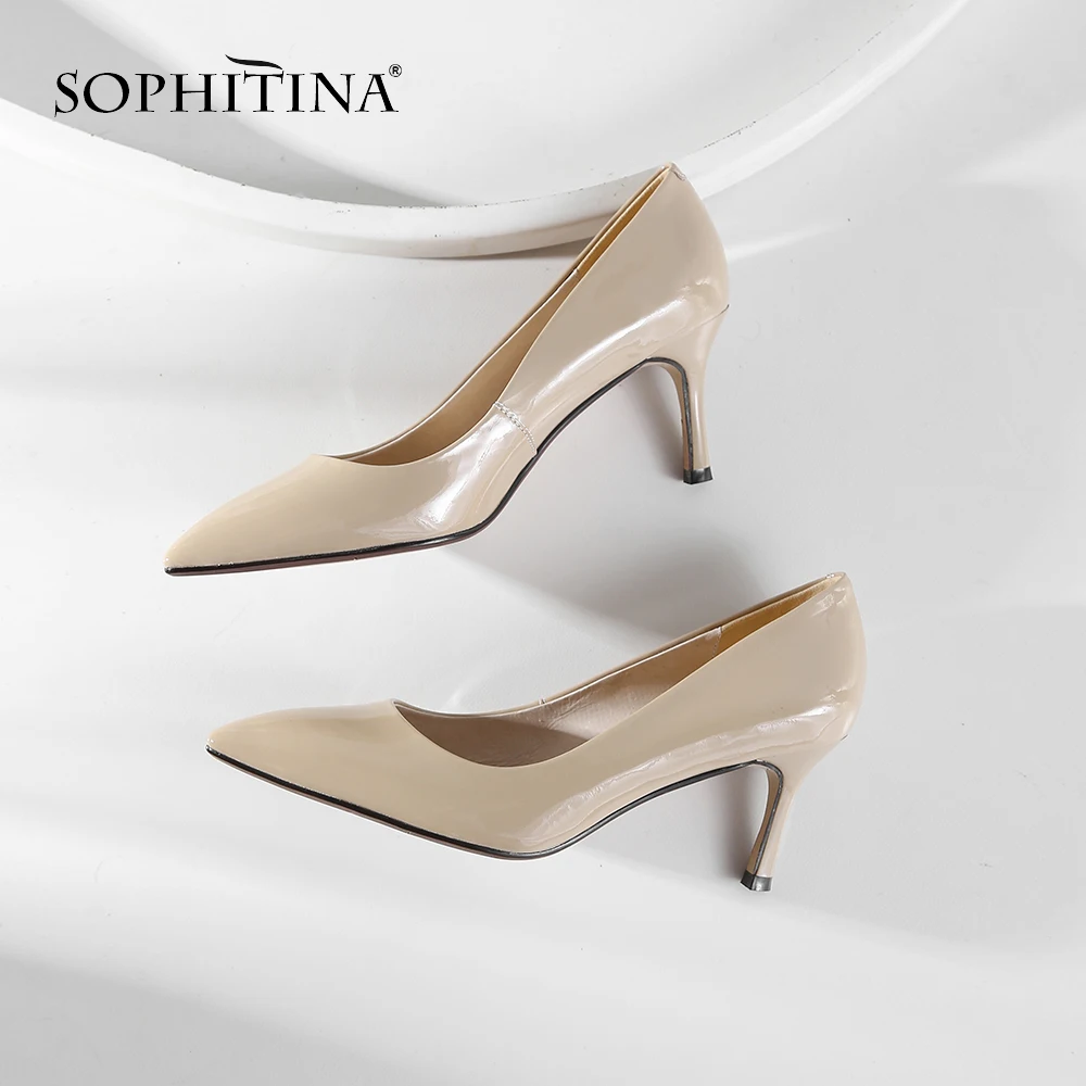 SOPHITINA/пикантные женские туфли-лодочки с острым носком; повседневные дизайнерские осенние туфли без застежки на тонком каблуке; женские туфли-лодочки на высоком каблуке; MO222