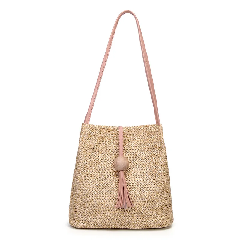 

2019 Shoulder Bag Tassels Tote Summer Beach Zipper Shopping Crossbody Fashion Travel Messenger Bag Women Simple Straw Handbag