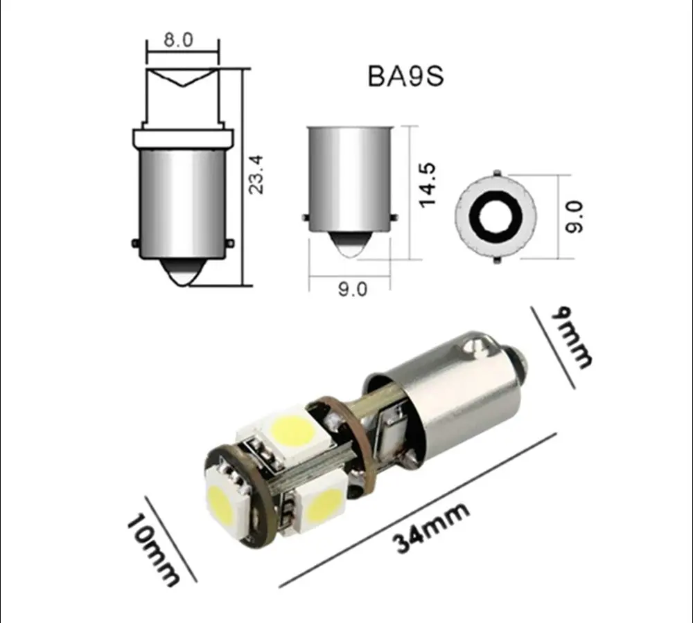 BA9S 5 SMD белый CANBUS OBC без ошибки автомобиля T4W светодиодные лампы t4w автомобильные
