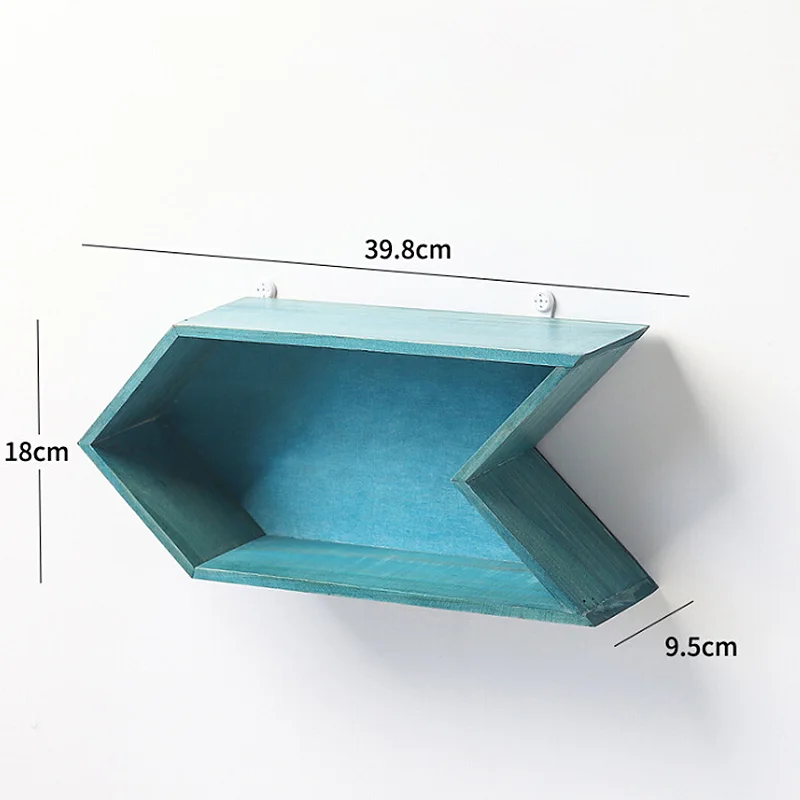 Blue-S size Деревянная настенная полка, настенный стеллаж для хранения, органайзер для спальни, кухни, домашний декор, детская комната, сделай сам, Настенный декор, держатель - Цвет: Blue-S size