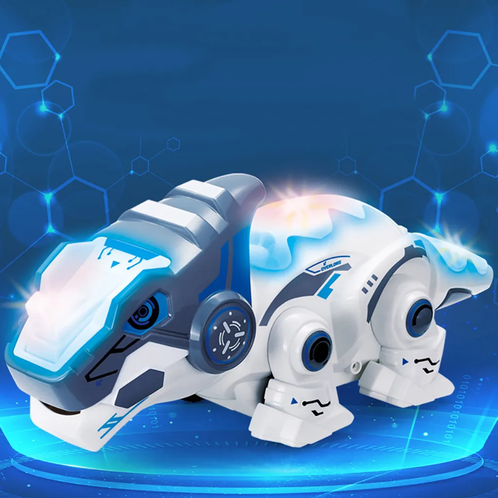 2 4G 4CH RC Роботизированная Игрушка динозавра с разноцветными светодиодными