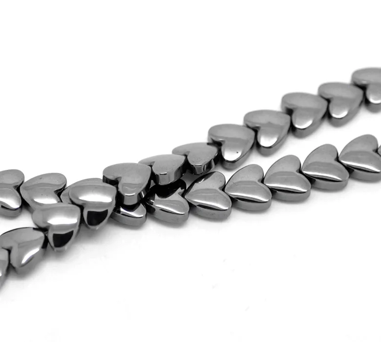 Doreen Box hot Gunmetal Love Heart Created Hematite Loose Beads 9x8 мм (3/8 &quotx3/8&quot) приблизительно 55 шт. (B18928)|loose