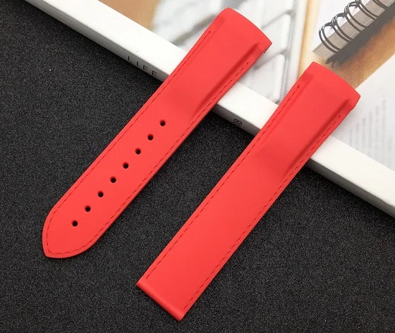 20mm red Брендовые изогнутые концы 20 мм 22 мм резиновые силиконовые ремешки для часов Omega ремешок Seamaster океан 232 007 Пряжка фирменные ремешки для часов инструменты - Цвет ремешка: 20mm red