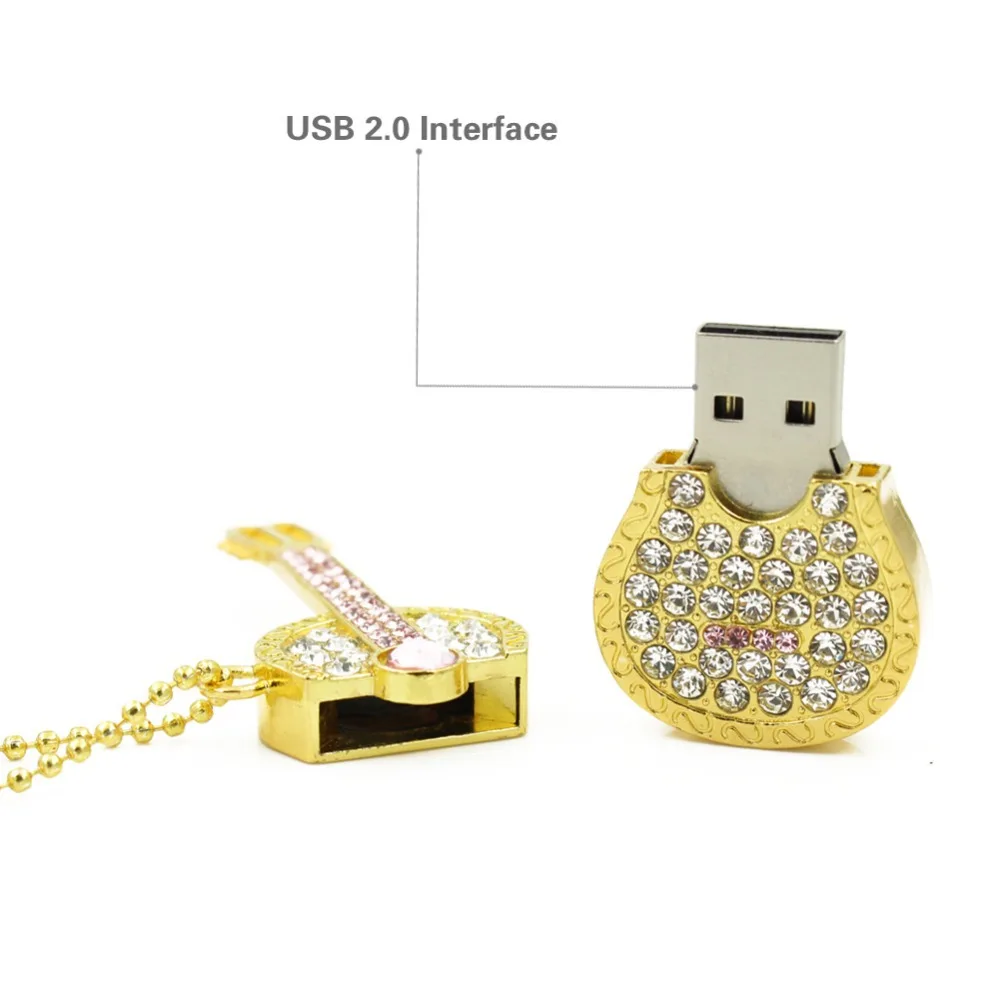 Флеш-накопитель Usb флеш-накопитель на 32 ГБ 16 8 4 Гб со стразами ожерелье гитарная