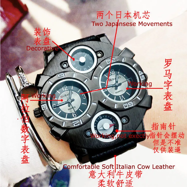 Fashion Mens Watch Top Brand Luxury Women Quartz Leather Military Sports Wristwatch Large Dial Cool Trendy | Наручные часы