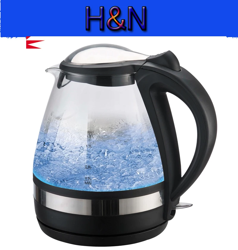 Удивительные синий светодиод Стекло Электрический чайник автоматический