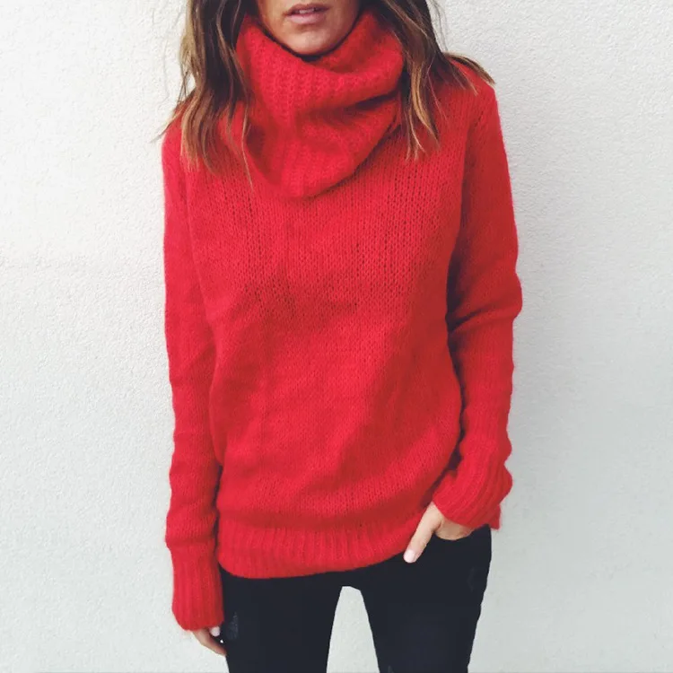 New Turtleneck Women Pullover Sweater Solid Long Sleeve Knitted Jumper Soft Winter Tops Plus Size 5XL | Женская одежда