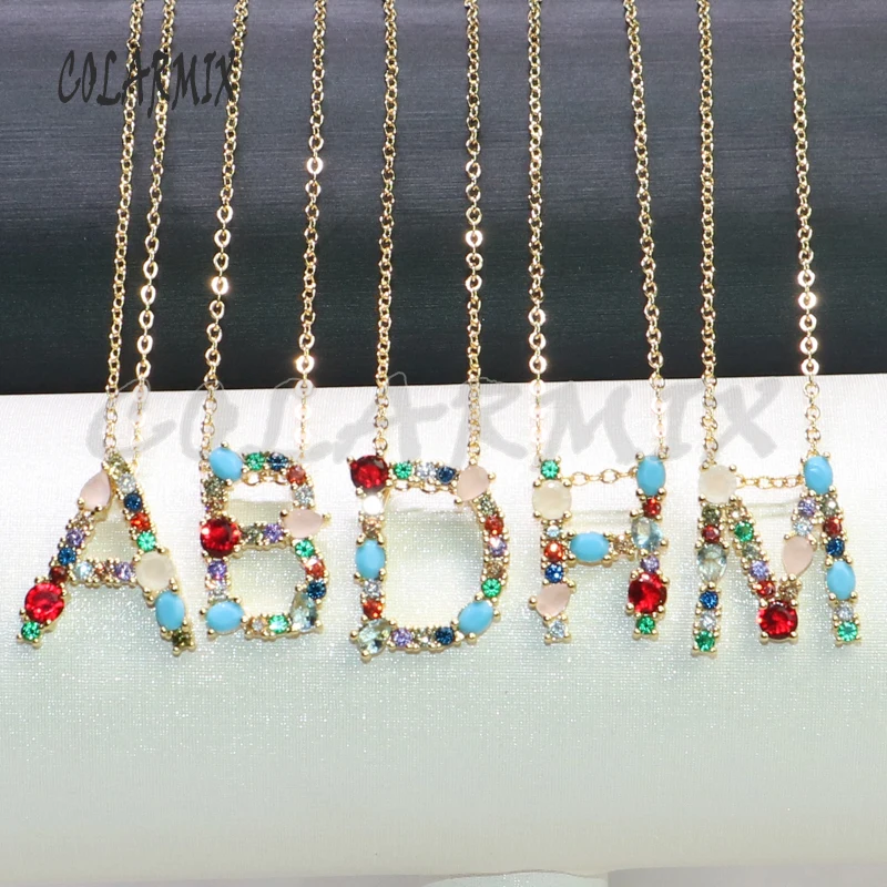 6 шт. Радужное циркониевое ожерелье с подвеской в виде букв женский подарок 5242 |