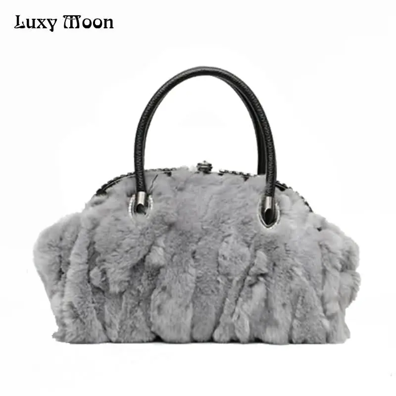 Luxy Moon женская сумка из натуральной кожи с натуральным мехом портативная ручка