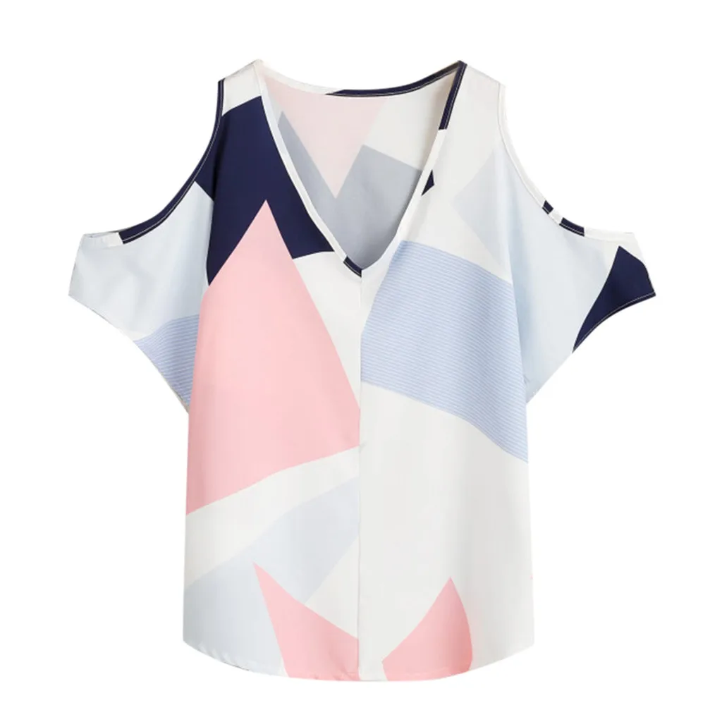 Женский топ с v-образным вырезом модная футболка коротким рукавом для покупок