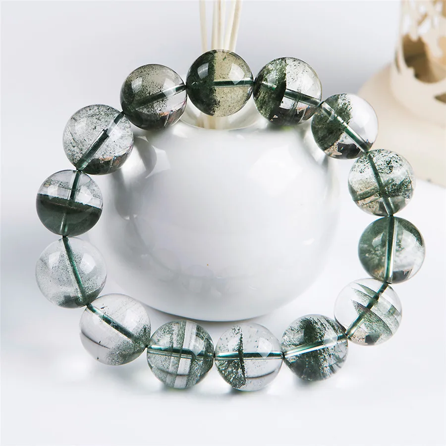 Натуральный зеленый Phantom кварцевые браслеты для женщин и мужчин ясное Исцеление