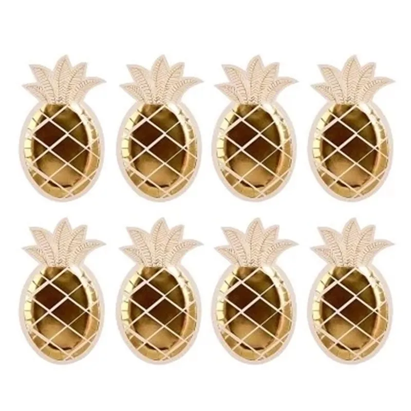 8pcs plate 8 шт./компл. Золотая фольга ананас одноразовая посуда бумажные тарелки для вечеринки бумажная посуда детский душ день рождения товары для вечеринок - Цвет: 8pcs plate