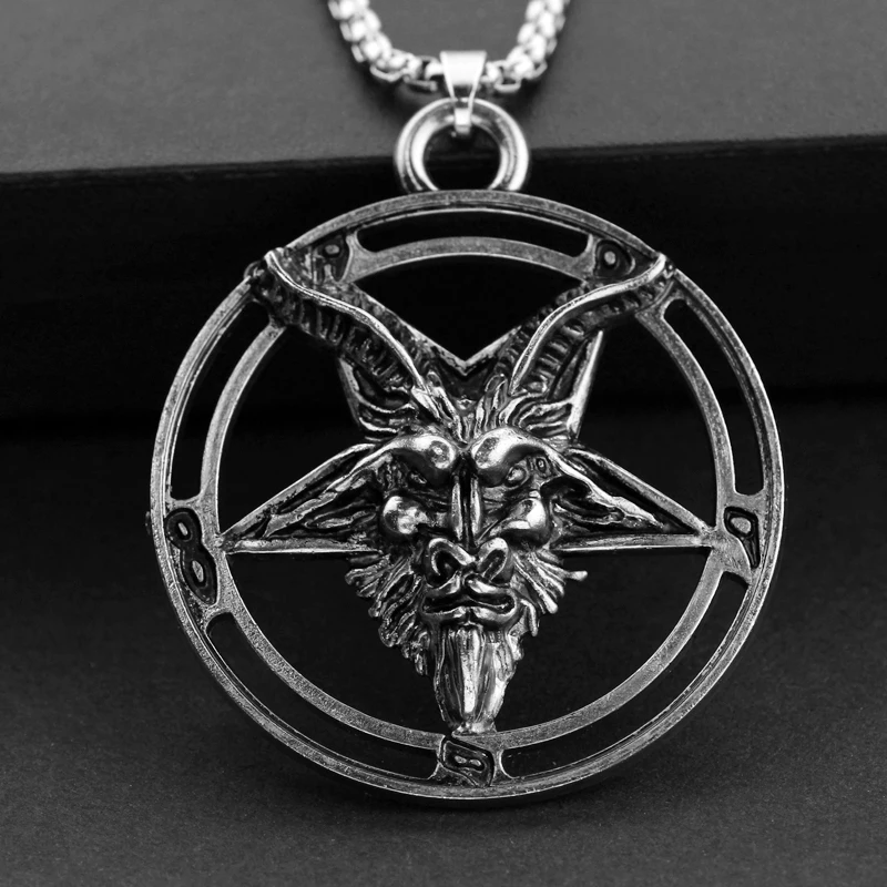 Ожерелье с подвеской в виде головы козы|pendant necklace|necklace for meninverted pentagram |