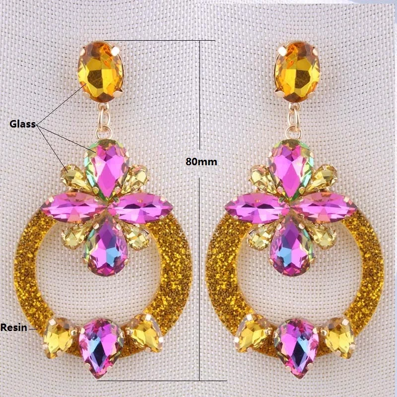 Женские полимерные серьги NeeFu WoFu большие брендовые с кристаллами длинные