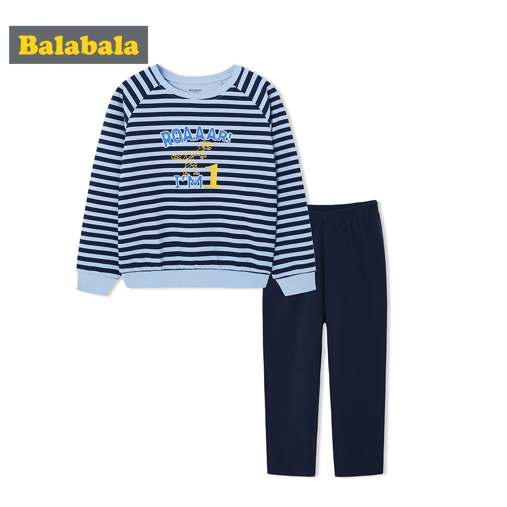 Balabala/комплект пижам в полоску для мальчиков-подростков мягкая Хлопковая пижама