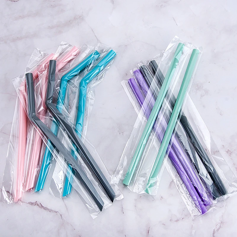 4 шт./компл. питьевые соломинки из пищевого силикона сверхдлинные гибкие