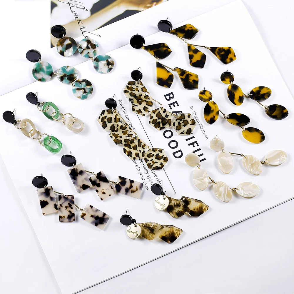 Женские акриловые серьги SOHOT креативные длинные серьги-подвески из ацетатного