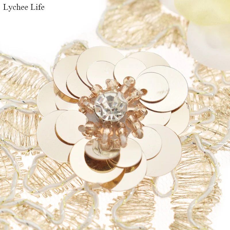 Lychee Life Fashion DIY 3D вышитый цветок Кружевная аппликация ручная работа шитье