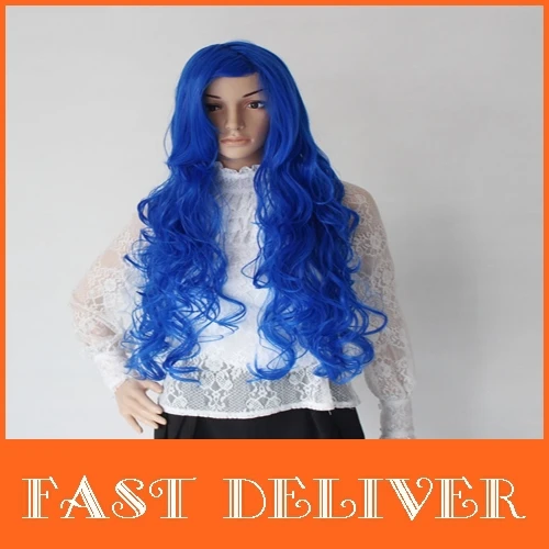 Free Shipping2013 New Arrival Big Wave Long Curlys Neat Bule Wig Burgundy Cosplay Party Synthetic Hair High Quality CM-A0003 |